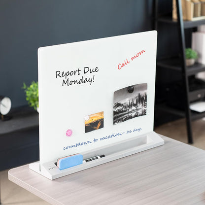 VIVO White Glass 23 x 19 in Tabletop Dry Erase Board, DESK-WB23G
