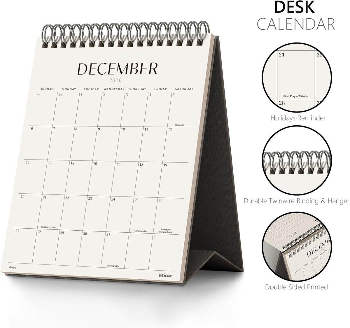 Jotsome Desk Calendar 2026-2027, Small Standing Flip Desktop Calendar