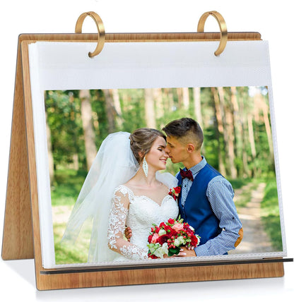 ZEEYUAN 60 Pockets of 4x6 Photo Frame Flip Photo Album on Stand 4x6 Picture Frames Collection for Desktop
