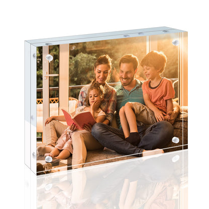 Egofine 4x6 Acrylic Frames 6 Pack, 20mm Thicker Frameless Clear Picture Frames, Double Sided Magnetic Picture Frames, Free Standing Desktop Display