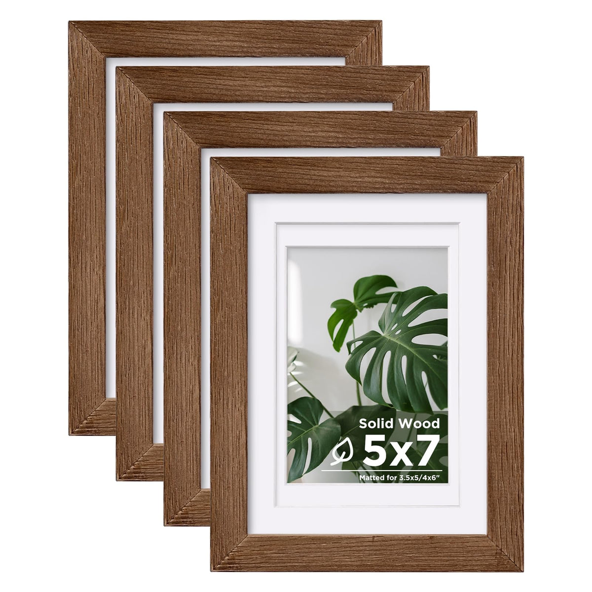 Egofine 8x10 Picture Frames Set of 4, Made of Solid Wood Covered by Plexiglass 4x6 and 5x7 with Mat or 8x10 without Mat, for Table Top Display and Wall Mounting Photo Frame Black