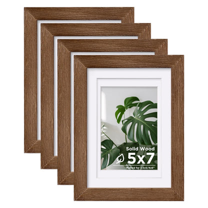 Egofine 8x10 Picture Frames Set of 4, Made of Solid Wood Covered by Plexiglass 4x6 and 5x7 with Mat or 8x10 without Mat, for Table Top Display and Wall Mounting Photo Frame Black