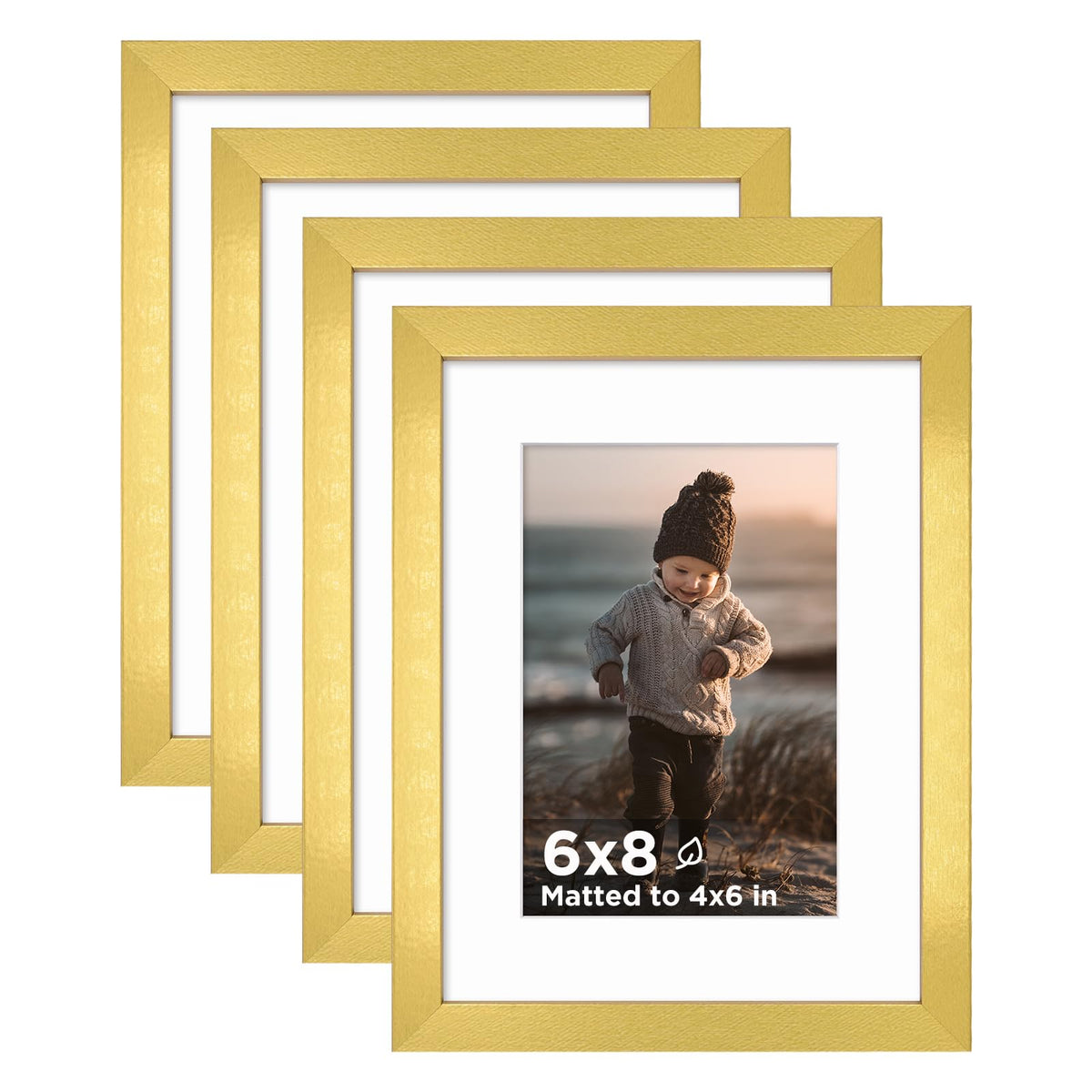 KINLINK 5x7 Picture Frames, Mix Color Photo Frames with Plexiglass for Picture 4x6 with Mat or 5x7 without Mat, Composite Wood Picture Frames for Table Top and Wall Mounting, Set of 4