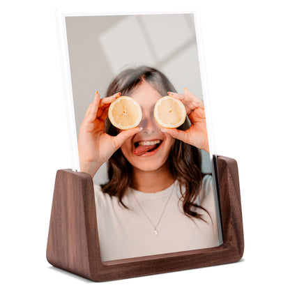 4x6 Picture Frame - 2 Pack, Rustic Wooden Photo Frame with Walnut Wood Base and High Definition Acrylic Glass Covers for Tabletop or Desktop Display (4x6 inch, Horizontal + Vertical)