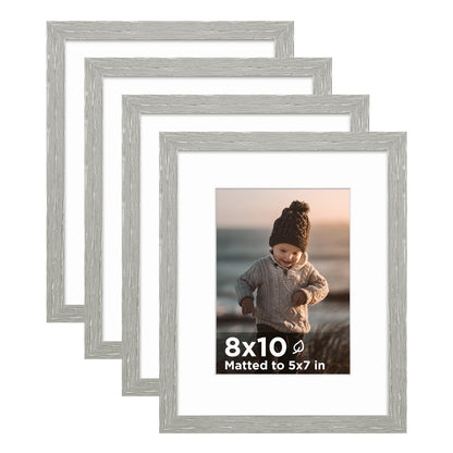 KINLINK 5x7 Picture Frames, Mix Color Photo Frames with Plexiglass for Picture 4x6 with Mat or 5x7 without Mat, Composite Wood Picture Frames for Table Top and Wall Mounting, Set of 4