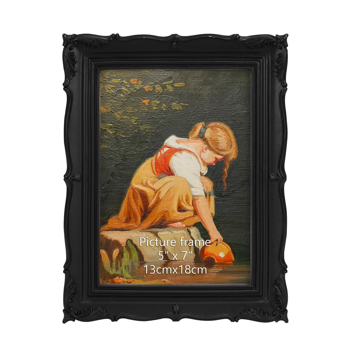 PHAREGE Vintage Picture Frame with Mat for 5x7 Photo, Retro Green Gold