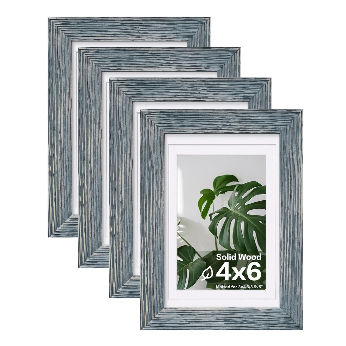 Egofine 8x10 Picture Frames Set of 4, Made of Solid Wood Covered by Plexiglass 4x6 and 5x7 with Mat or 8x10 without Mat, for Table Top Display and Wall Mounting Photo Frame Black