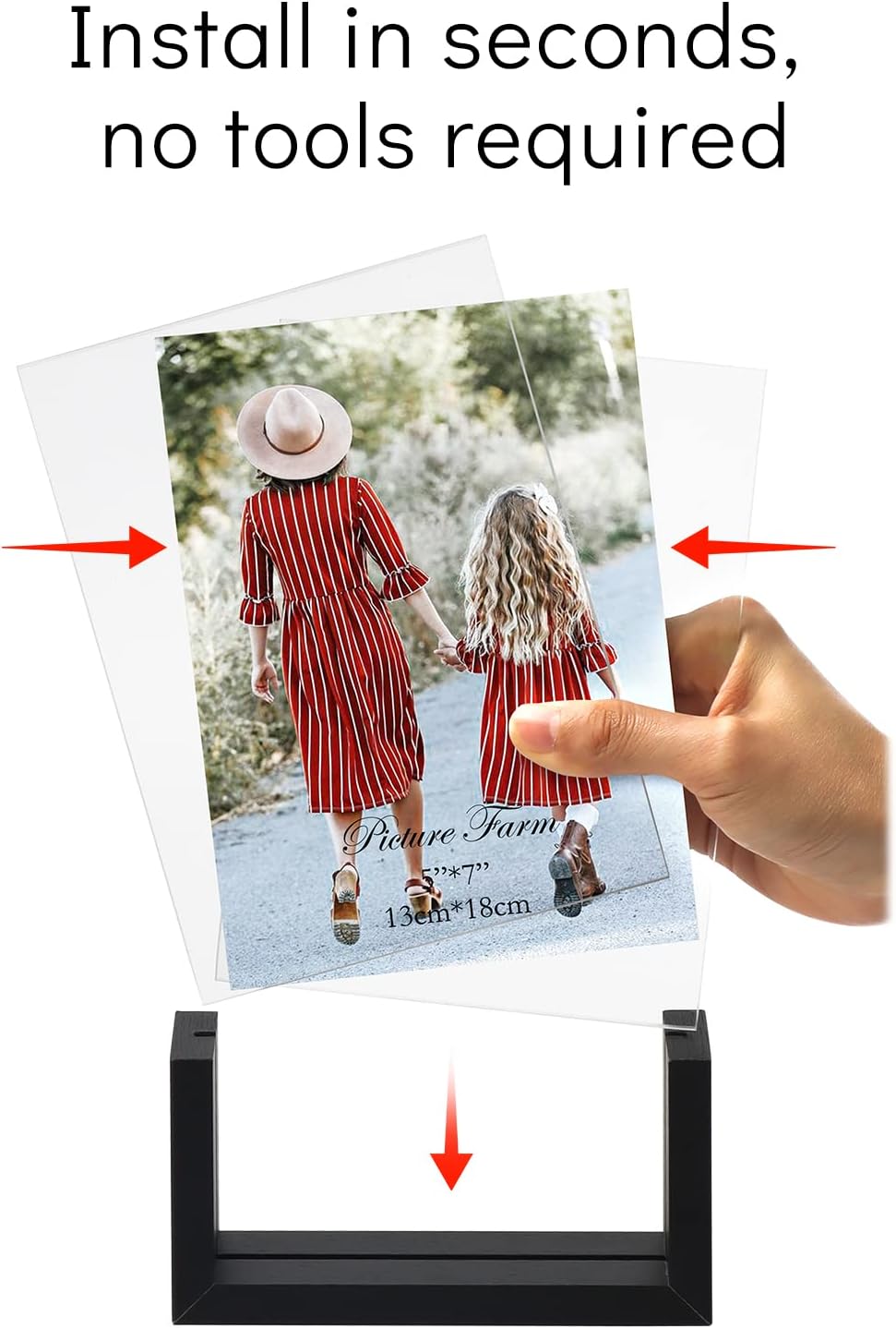 MEBRUDY 5x7 Picture Frame 2 Pack, Black Photo Frames with Tempered Glass Cover and Wooden Base for Tabletop or Desktop Display