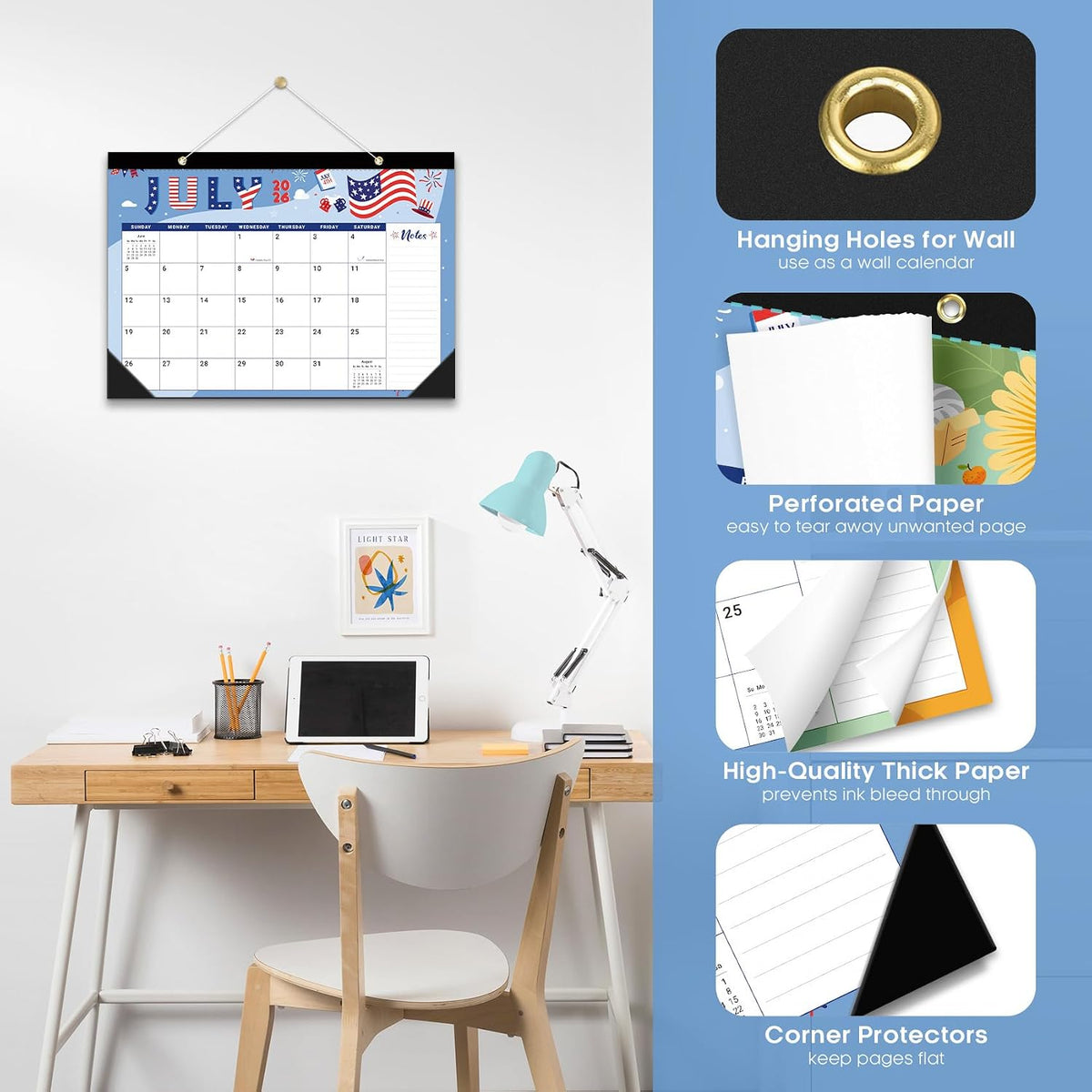 Taja Desk Calendar 2026-2027, Jul 2026-Dec 2027, 18-Month, 17" x 12"