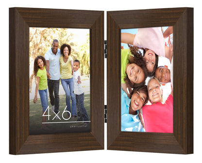 Americanflat Hinged 8x10 Picture Frame with Shatter-Resistant Glass - Double Picture Frames with Engineered Wood - Signature Collection - Photo Frame for Tabletop Display - Black