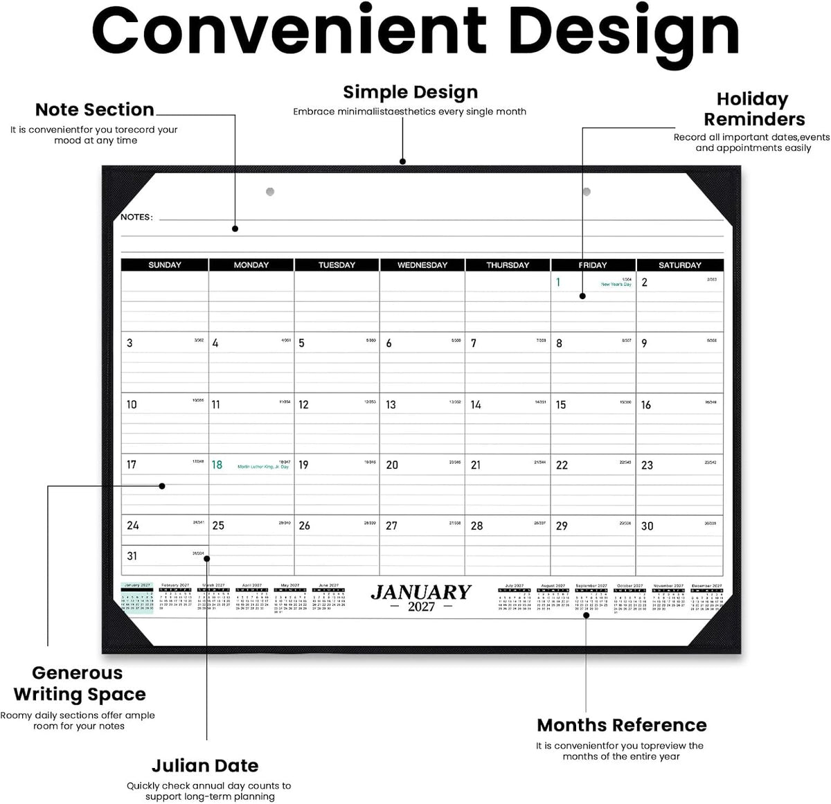 2027 Desk Calendar - 2027 Desk Calendar Large 22x17, Jan 2027‑Dec 2027