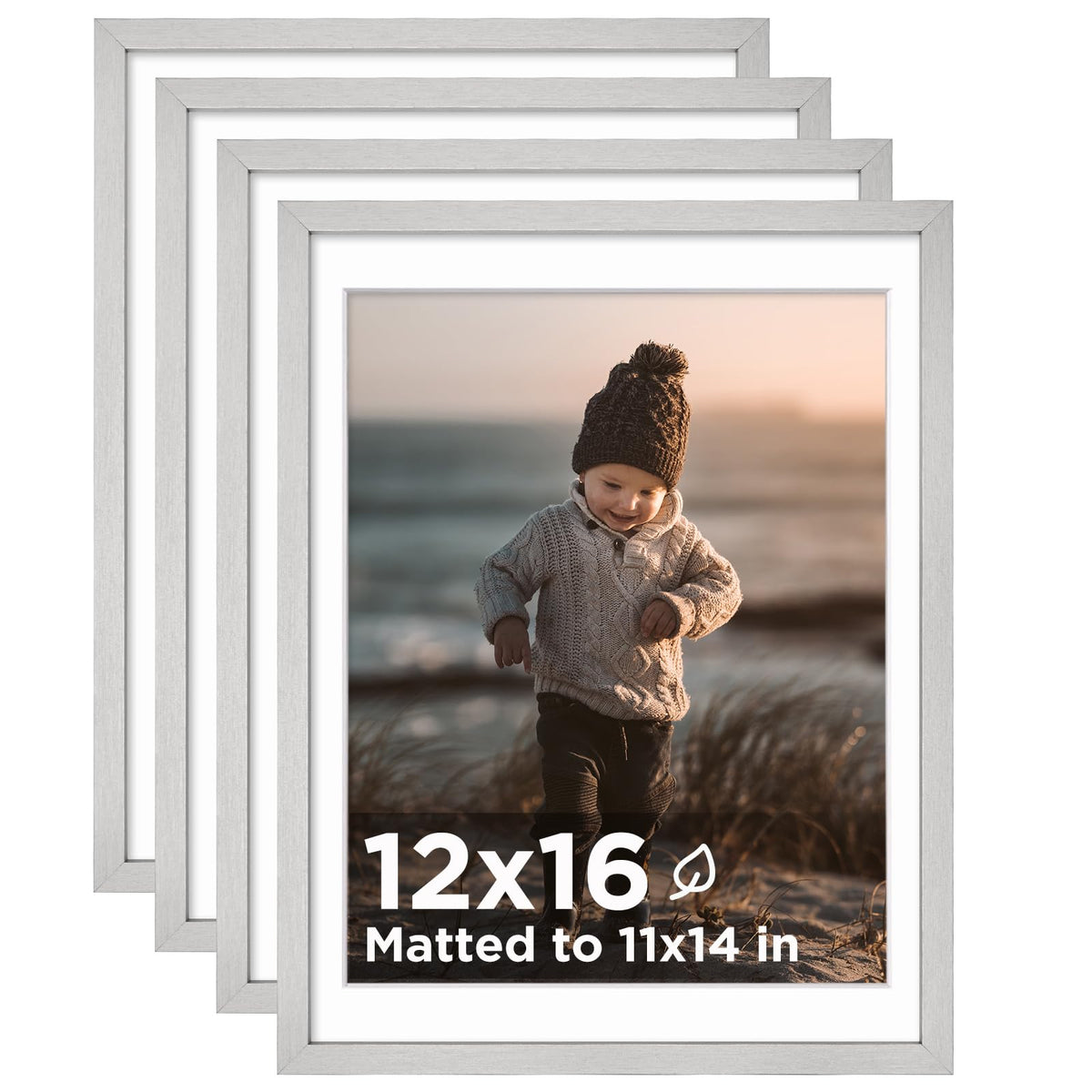 KINLINK 5x7 Picture Frames, Mix Color Photo Frames with Plexiglass for Picture 4x6 with Mat or 5x7 without Mat, Composite Wood Picture Frames for Table Top and Wall Mounting, Set of 4