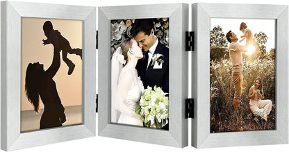Golden State Art, 5x7 Triple Picture Frame Black- Real Glass, 1 Pack