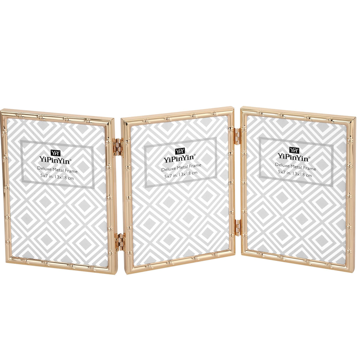 6x8''Bamboo Detail Dark Gold Metal Picture Frame 2pack,With Acid Frame Mount for 4x6'',Elegant Gold Plated Baby Nurse Photo Frames 6x8''With Soft Touch Velvet Backing for Desktop and Wall Décor