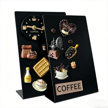 Magnet Board 7.87 x5.31 x 3.93 Stand Mini Black Metal Tabletop Memo Standing Magnetic Board for Desk - Magnetic Display for Back to School Menu Table， Photos，Memos (Black*2, 20 * 13.5 * 10cm)