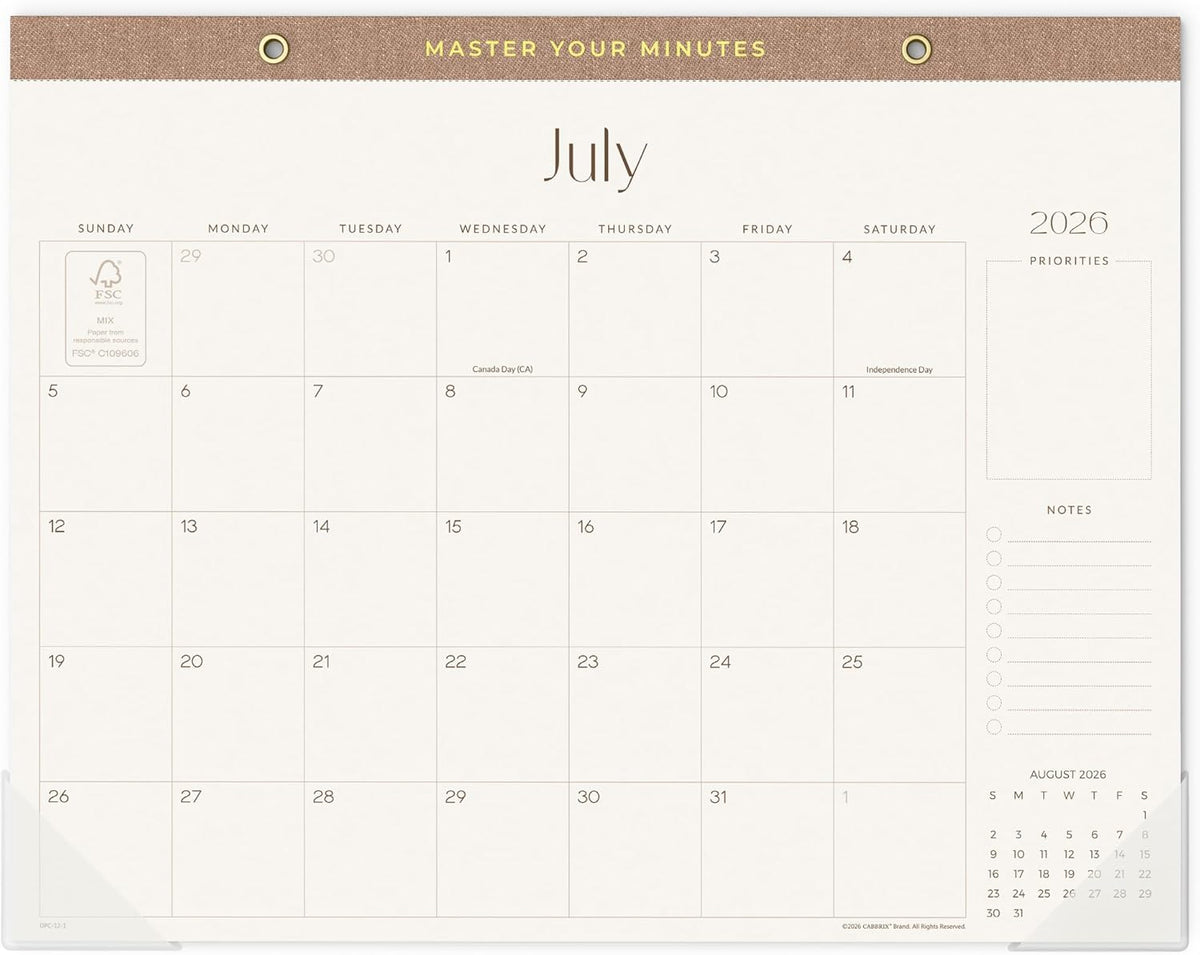 Desk Calendar 2026-2027, 18 Months Academic Calendar 15" x 12" Desktop Calendar from July 2026 to December 2027 With Large Day Block, Desk Planner for Teacher Family School Office Supplies