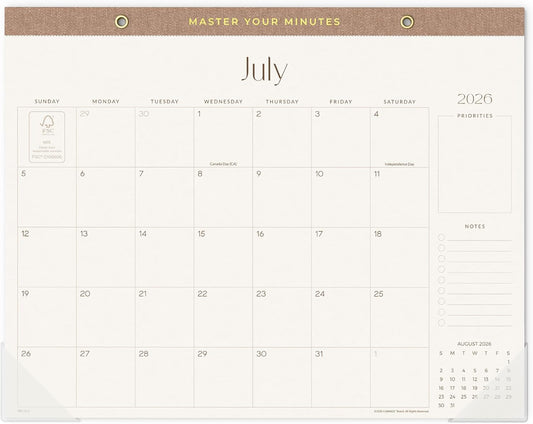 Desk Calendar 2026-2027, 18 Months Academic Calendar 15" x 12" Desktop Calendar from July 2026 to December 2027 With Large Day Block, Desk Planner for Teacher Family School Office Supplies