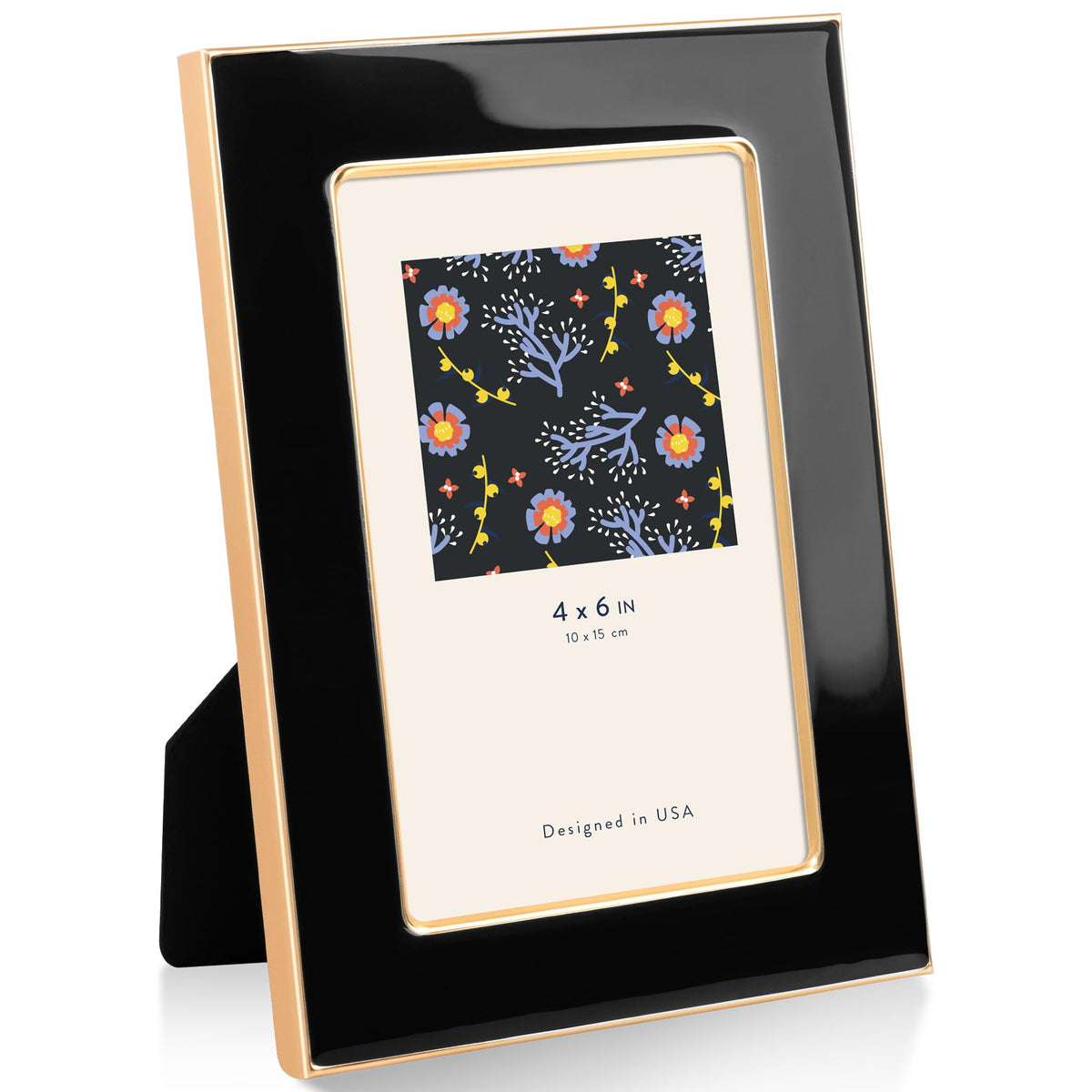 4x6 Enamel Picture Frame with Gold Metal Edge & HD Tempered Glass, Yellow