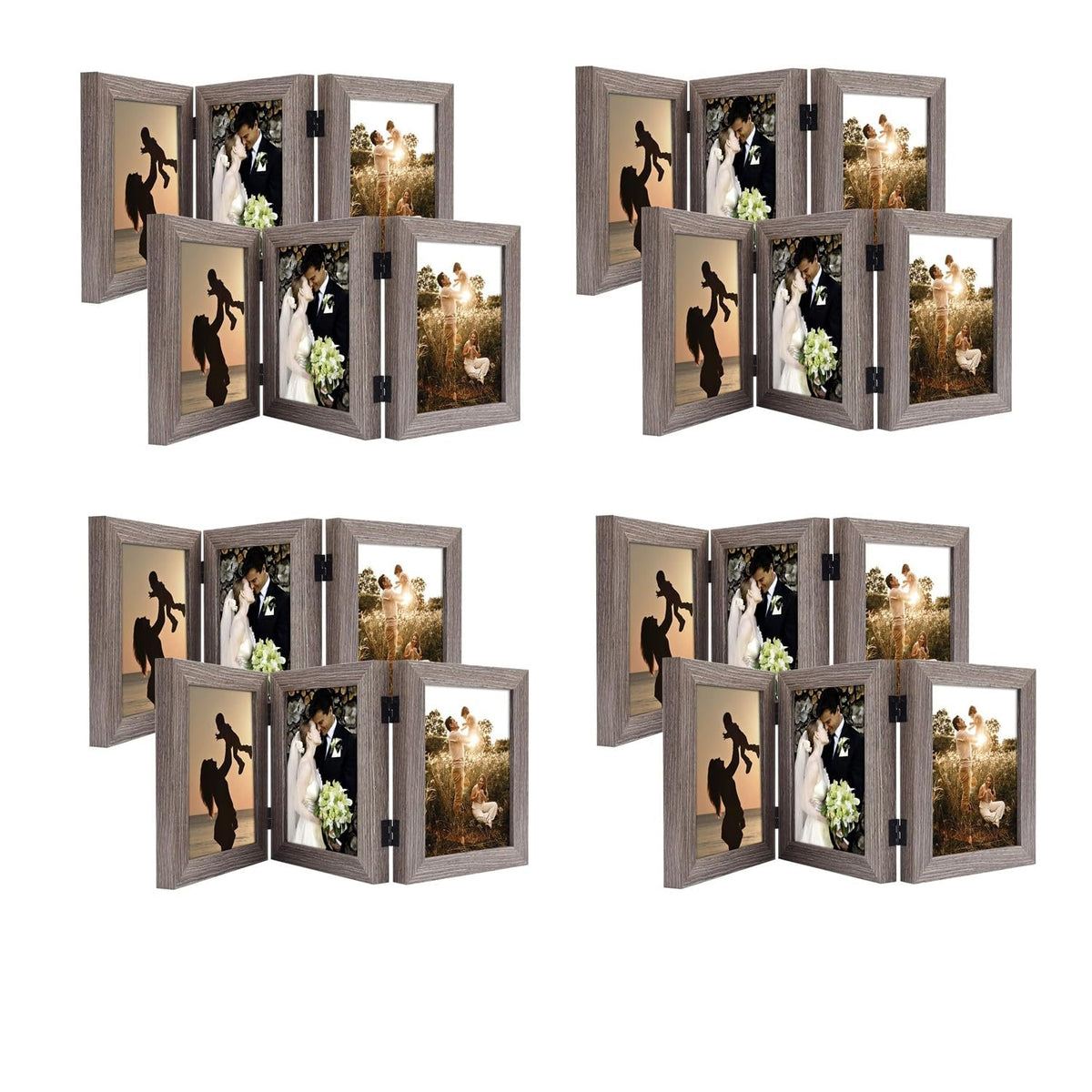 Golden State Art, 5x7 Triple Picture Frame Black- Real Glass, 1 Pack