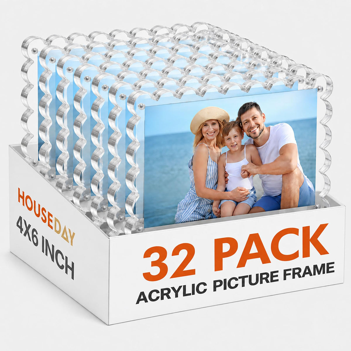 HOUSE DAY 3Pack Acrylic Picture Frame 5x7,Double Sided for Tabletop Display