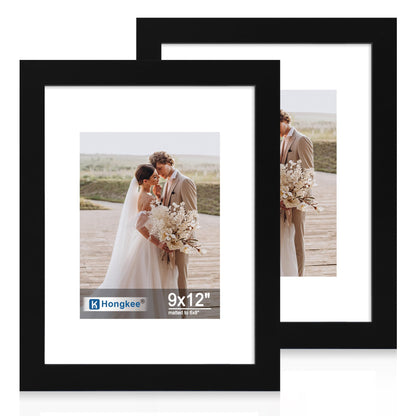 Hongkee 8x11 Picture Frame Set of 2, Real Glass, Rustic Brown Wood Frame