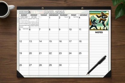 School Year January 2026- June 2027 Monthly Desktop Calendar Large Bigfoot Themed 2026 | 22"x17" | August 2026 - June 2027 | Large Teacher Desk Calendar Desk Calendar Mat Desk Pad