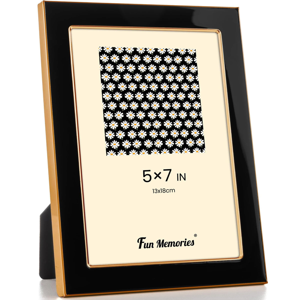 Fun Memories 4x6 Enamel Picture Frame with HD-Tempered Glass, Gold Metal Edge with Easel, Vertical & Horizontal Display, Wall and Tabletop Display Family Photo Gallery (White Enamel,1P)