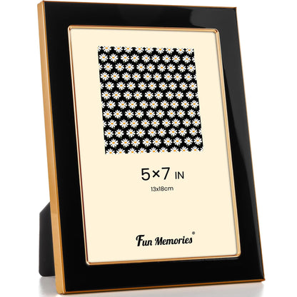 Fun Memories 4x6 Enamel Picture Frame with HD-Tempered Glass, Gold Metal Edge with Easel, Vertical & Horizontal Display, Wall and Tabletop Display Family Photo Gallery (White Enamel,1P)