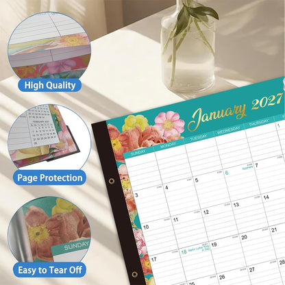 2027-2028 Desk Calendar - 22" x 17", 18 Month Desk Calendar January 2027 - June 2028, Large Monthly Desktop Calendar with Plastic Cover, Thick Paper, Corner Protectors (2 Stickers Included)