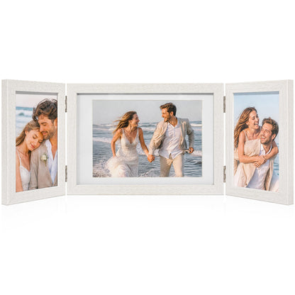 Afuly 3 Picture Frame 4x6 Black 5x7 Collage Triple Photo Frames for Desk