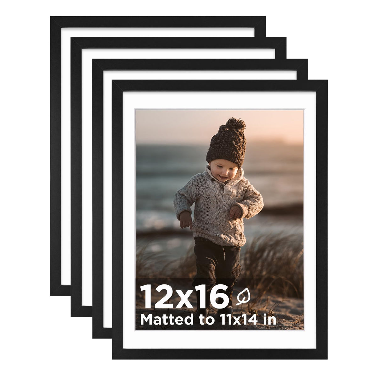 KINLINK 5x7 Picture Frames, Mix Color Photo Frames with Plexiglass for Picture 4x6 with Mat or 5x7 without Mat, Composite Wood Picture Frames for Table Top and Wall Mounting, Set of 4