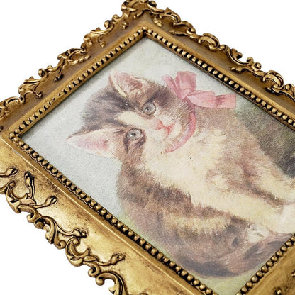 Vintage Picture Frame 3.5x5 Gold Metal Natural Flower Vine with Real Glass