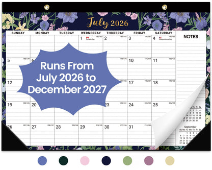 Taja Desk Calendar 2026-2027, Jul 2026-Dec 2027, 18-Month, 17" x 12"