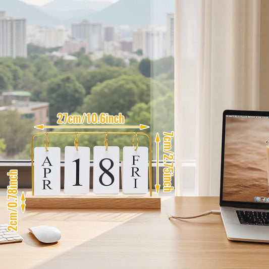 Uguisu Desktop Decor, Wall Calendar, Gold Metal Stand with Paper Monthly Daily Calendar, Home Decor, Living Room Decor, Hallway Decorative Ornament, Reusable Office Accessory.