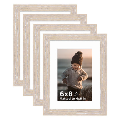 KINLINK 5x7 Picture Frames, Mix Color Photo Frames with Plexiglass for Picture 4x6 with Mat or 5x7 without Mat, Composite Wood Picture Frames for Table Top and Wall Mounting, Set of 4