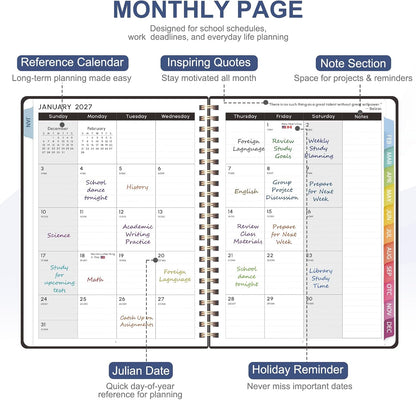 2027 Planner, Weekly and Monthly Calendar Planner Book