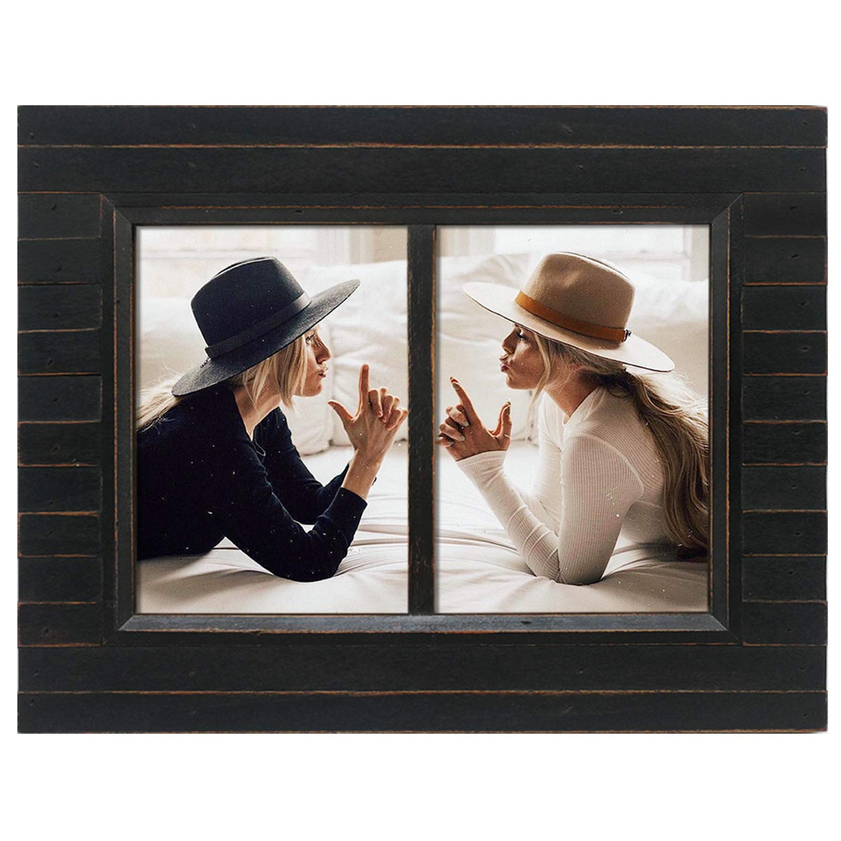 Eosglac Wooden 5x7 inch Picture Frame, Wood Plank Design with Rustic Brown Finish, Wall Mounting or Tabletop Display, Handmade Photo Frame
