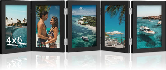 DUENPY 5 Folding 4x6 Accordion Wood Frame Plexiglass Black