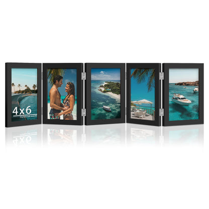 DUENPY 5 Folding 4x6 Accordion Wood Frame Plexiglass Black