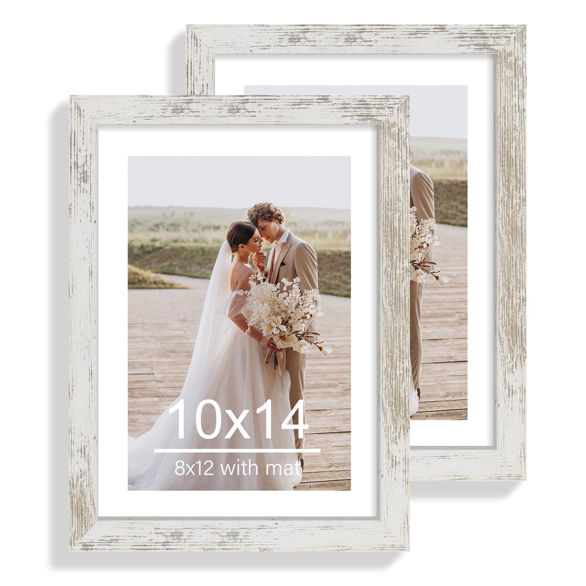 Hongkee 8x11 Picture Frame Set of 2, Real Glass, Rustic Brown Wood Frame
