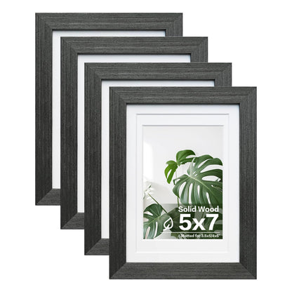 Egofine 8x10 Picture Frames Set of 4, Made of Solid Wood Covered by Plexiglass 4x6 and 5x7 with Mat or 8x10 without Mat, for Table Top Display and Wall Mounting Photo Frame Black
