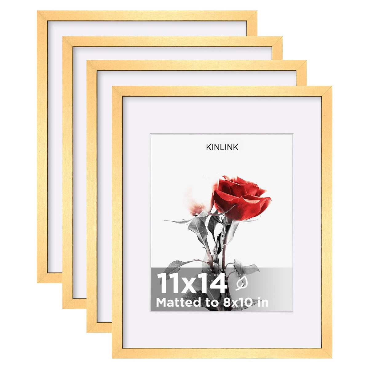 KINLINK 5x7 Picture Frames, Mix Color Photo Frames with Plexiglass for Picture 4x6 with Mat or 5x7 without Mat, Composite Wood Picture Frames for Table Top and Wall Mounting, Set of 4