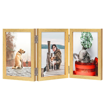 TOFOREVO 3 5x7 Picture Frame Black Triple Wooden Hinged Photo Frame
