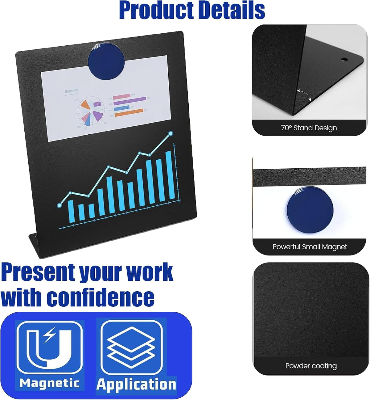 2‑Pack Magnetic Bulletin Board, Metal Stand for Photos Memos Home Office