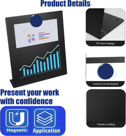 2‑Pack Magnetic Bulletin Board, Metal Stand for Photos Memos Home Office