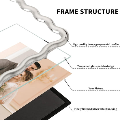 3-2x3'' Silver Heavy-Duty Zinc Alloy Picture Frames,Wave Design Silver Picture Frame Multi 3x2'' Photo Frame,with Black Premium Velvet Backing,for Desktop and Wall Hanging.