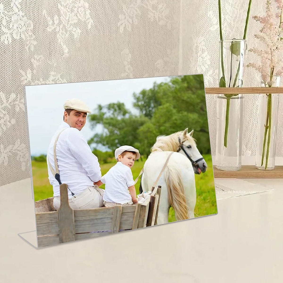 4x6 Acrylic Picture Frames, Set Of 6 Clear Acrylic Frameless Gift for Desktop Display, Standing Picture or Display Sign Holder with Inserts for Home Office - Horizontal