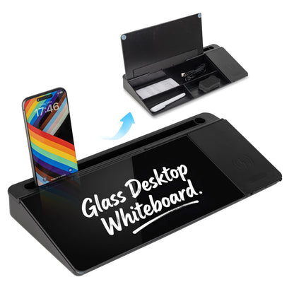 Glass Desktop Whiteboard, 15.8×7" Basic Black