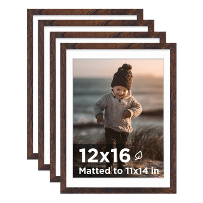 KINLINK 5x7 Picture Frames, Mix Color Photo Frames with Plexiglass for Picture 4x6 with Mat or 5x7 without Mat, Composite Wood Picture Frames for Table Top and Wall Mounting, Set of 4