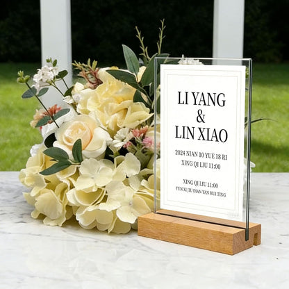 8.5x11 Inch Acrylic Sign Holder with Wooden Base, Desktop Display Stand (8.5x11 2Pack)